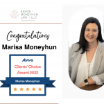 Marisa Moneyhun, Owner, and Partner at Kehoe Moneyhun Firm, has been awarded the Avvo Clients' Choice Award for 2022.
